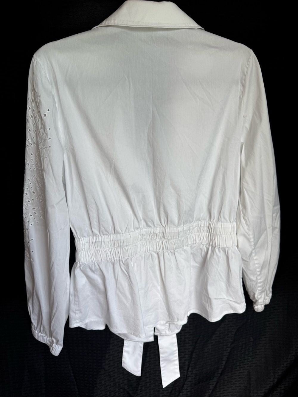 White House Black Market White Eyelet Tie-Waist Blouse - Picture 3 of 4